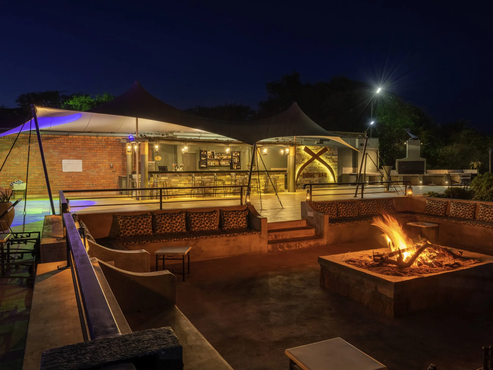 Open-air firepit lounge