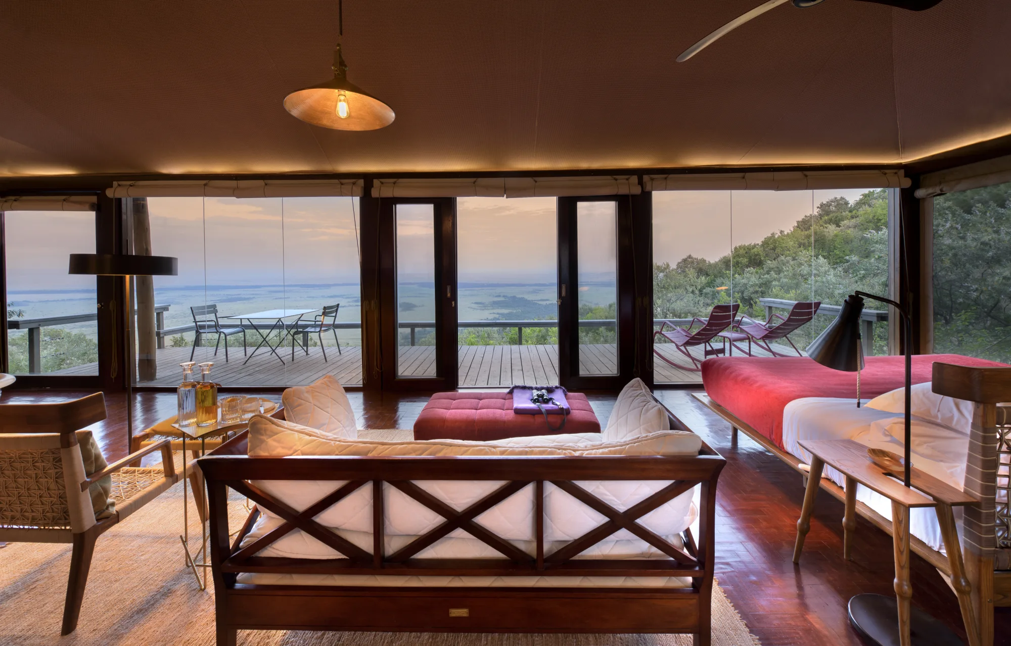 Glass-fronted suite lounge