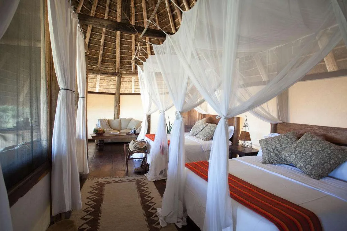 Thatched chalet interior
