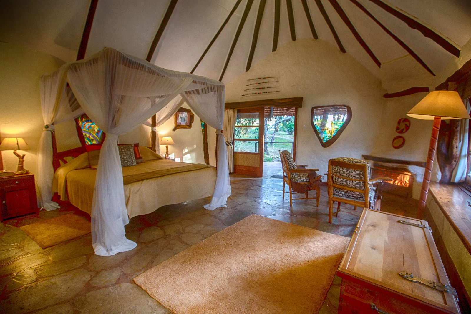 Fireplace cottage bedroom