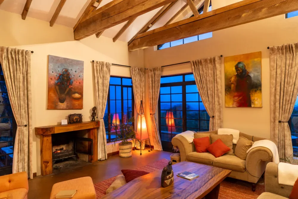 Cottage lounge with Ugandan artwork
