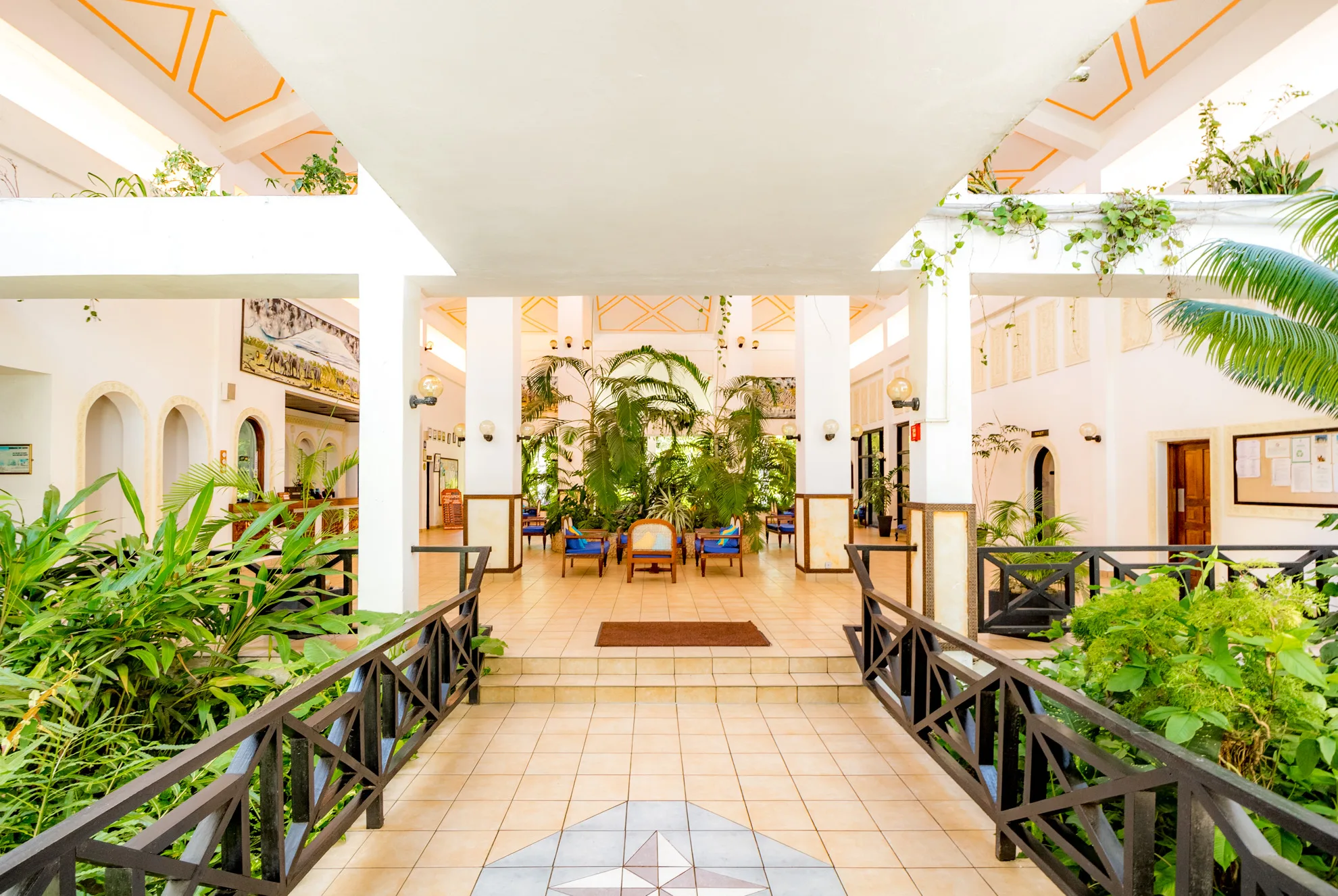 Open-air resort lobby