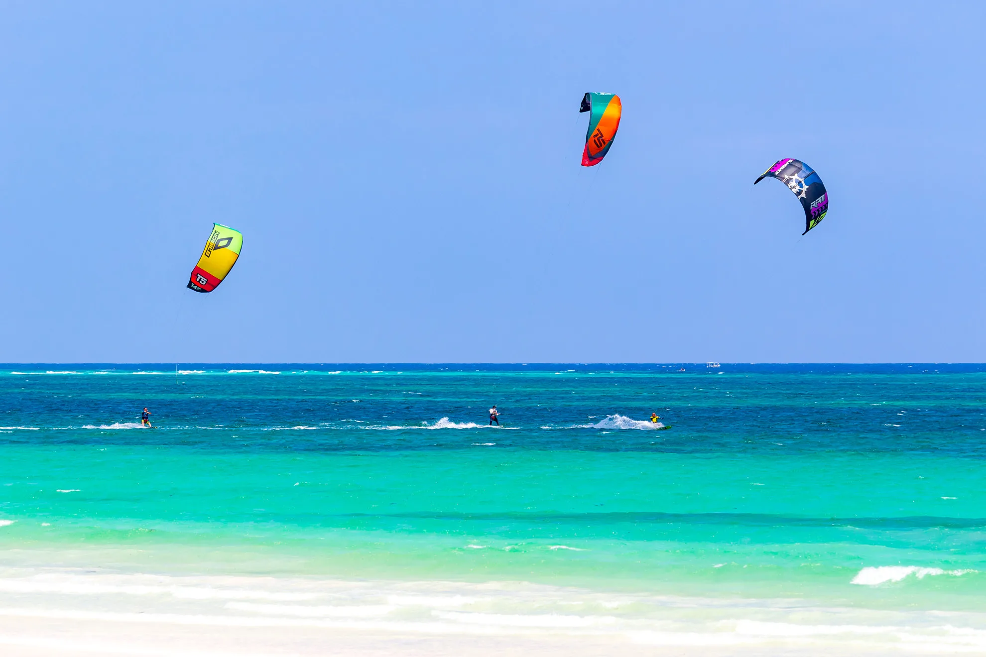Kitesurfing off Diani Beach