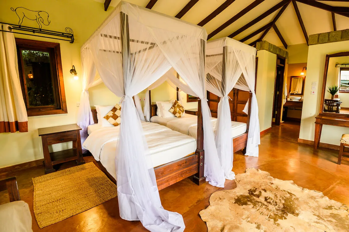 Canopy-bed guest room