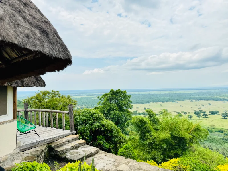 Sweeping views over the park from the lodge's escarpment perch