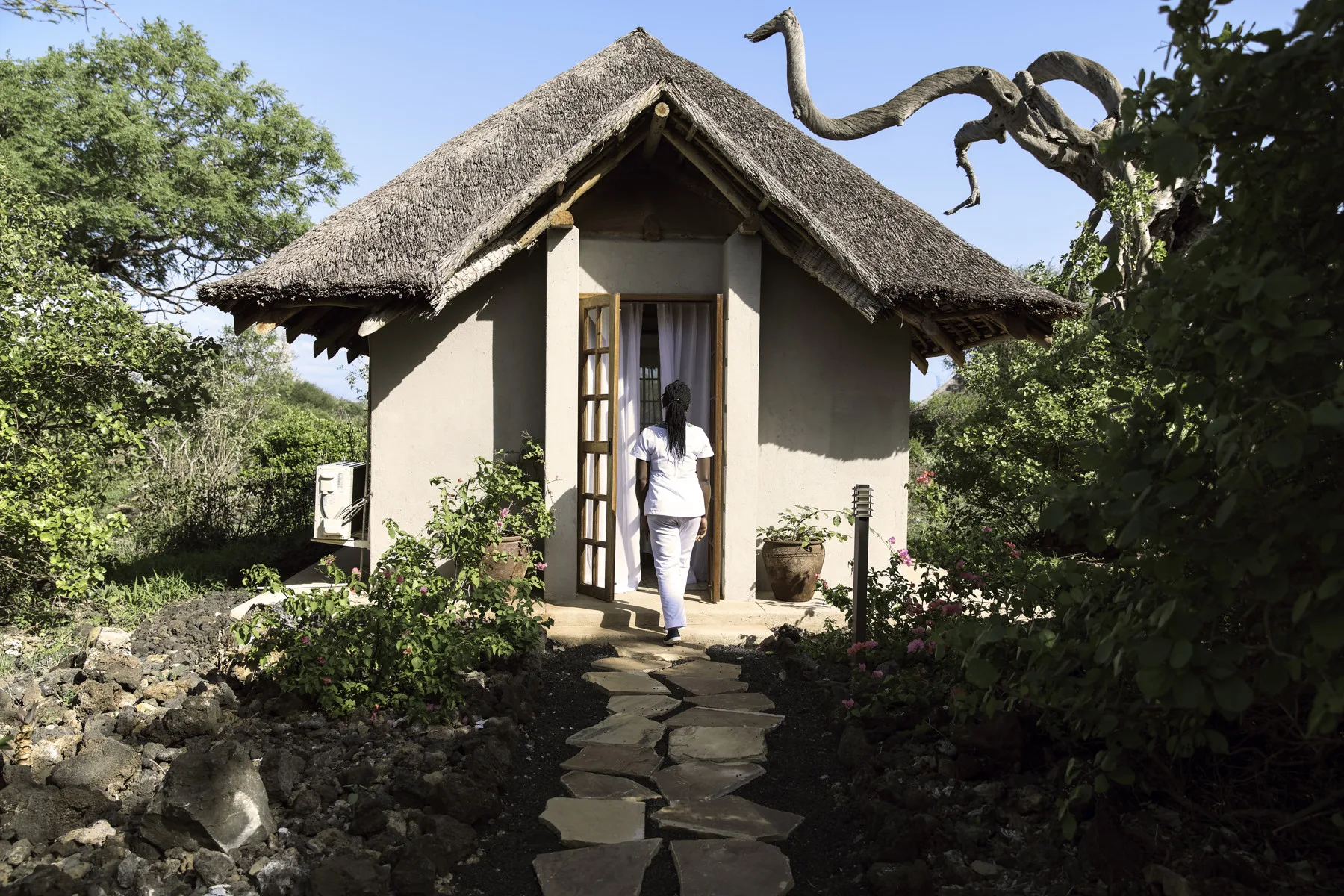 Thatched spa pavilion