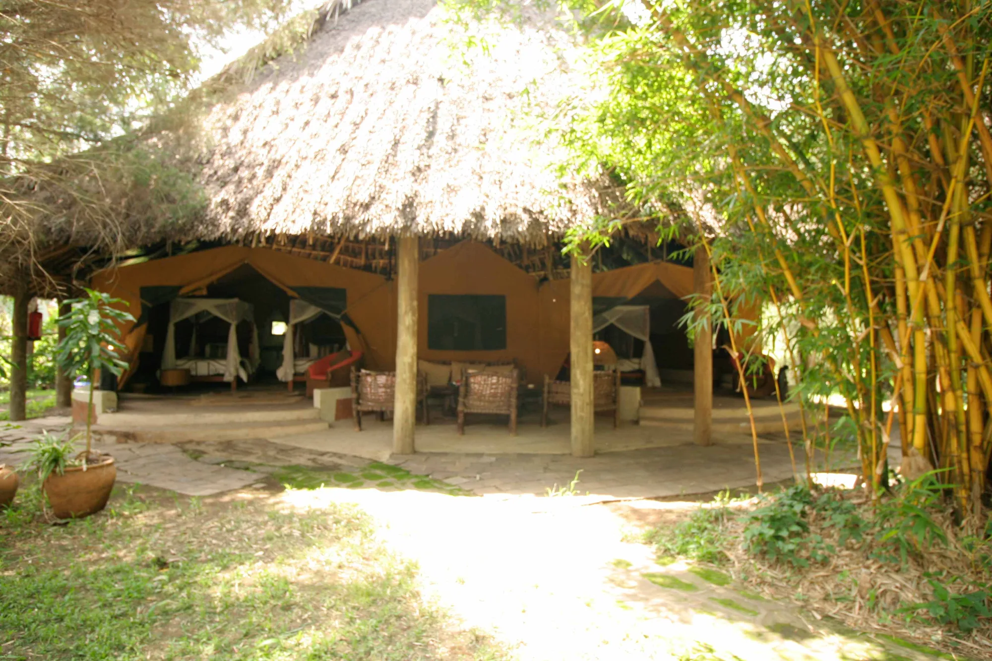 One of the camp's 25 thatched luxury tents