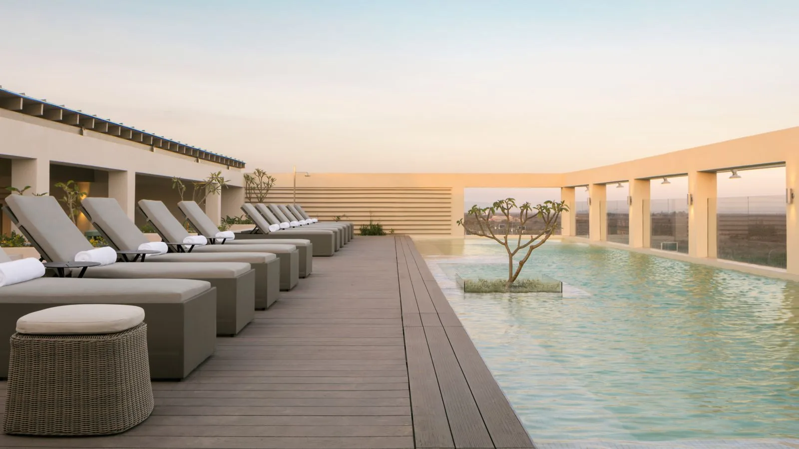 The hotel's rooftop pool and sundeck