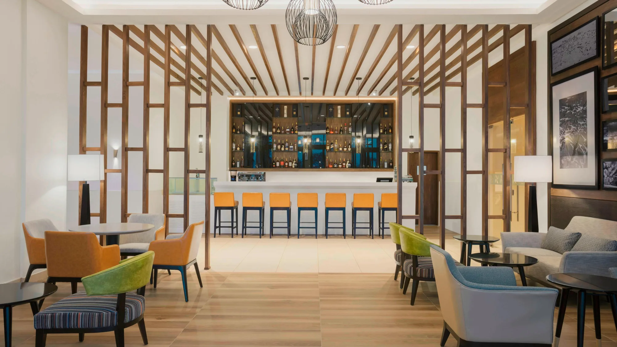 The lobby bar and lounge, a relaxed space for guests to unwind