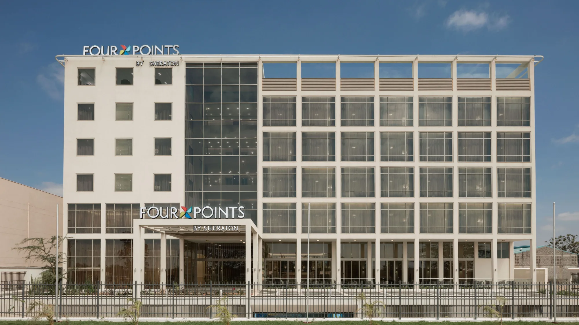 The hotel's modern exterior, just minutes from Jomo Kenyatta International Airport