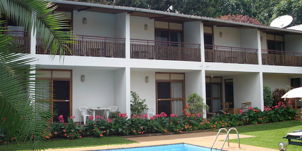 Guest-room wing and balconies