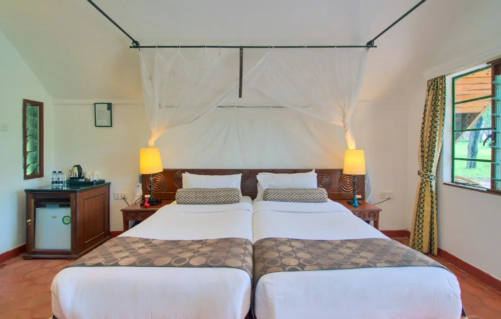 Mosquito-netted chalet room