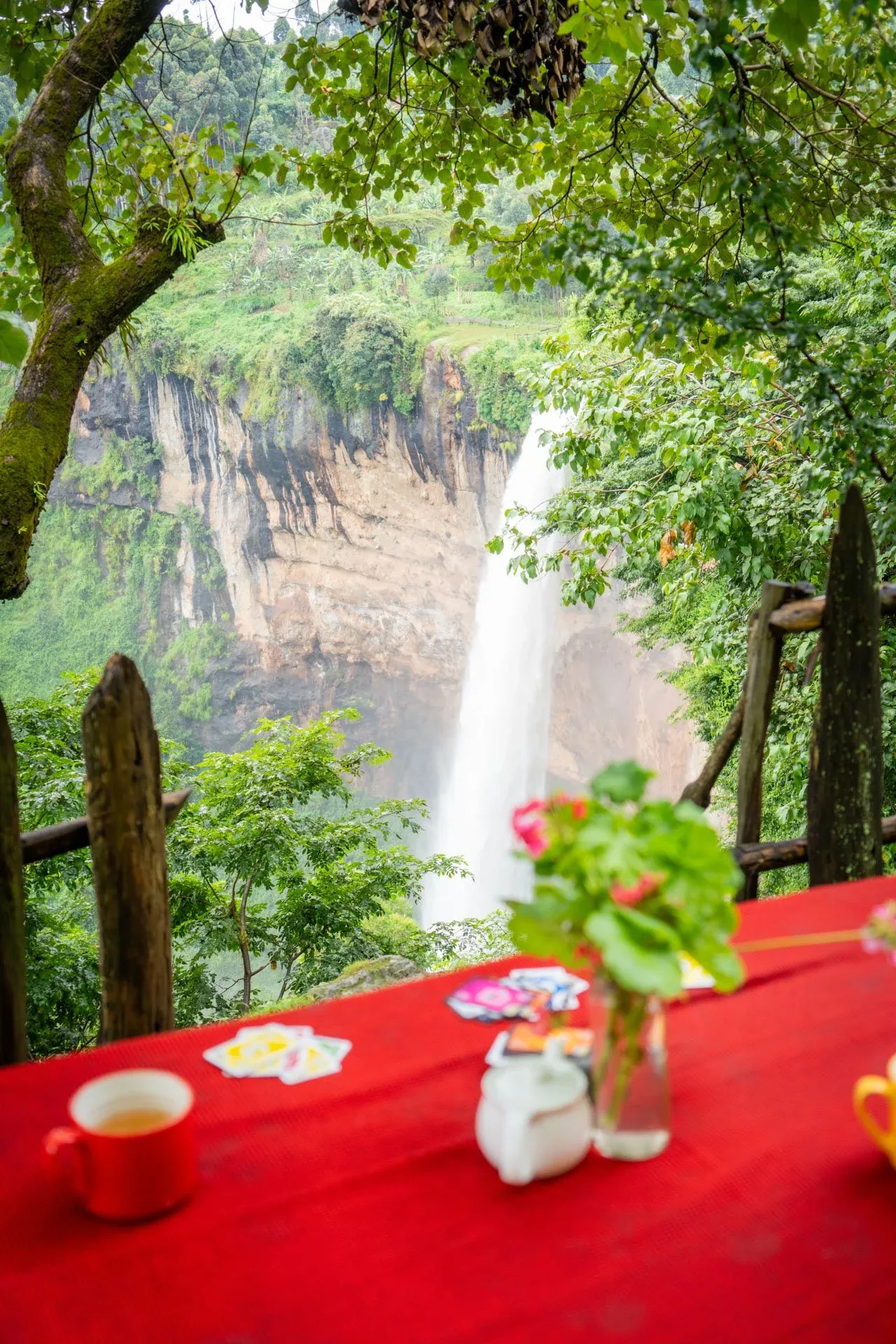 Waterfall view from the lodge