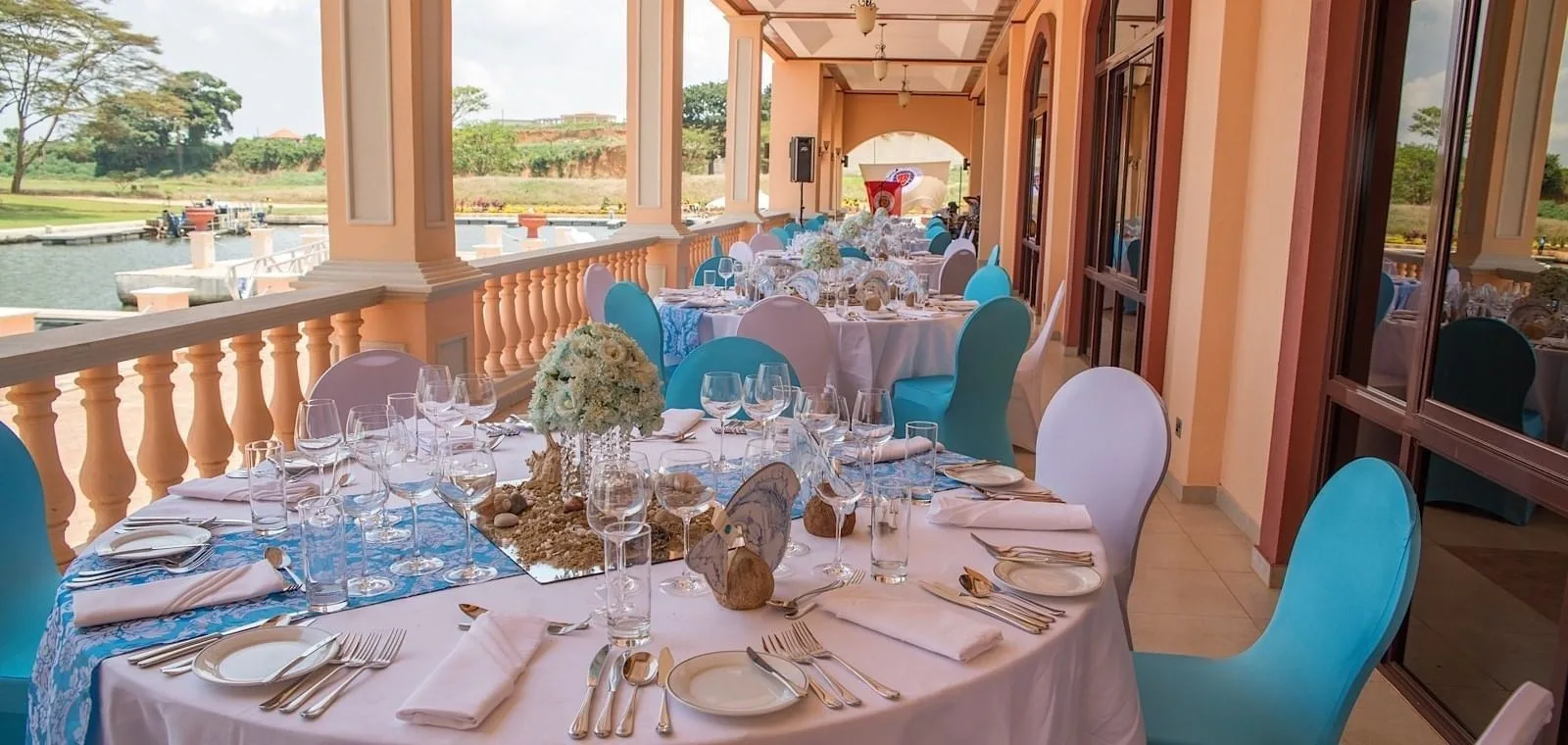 Lakeside dining terrace