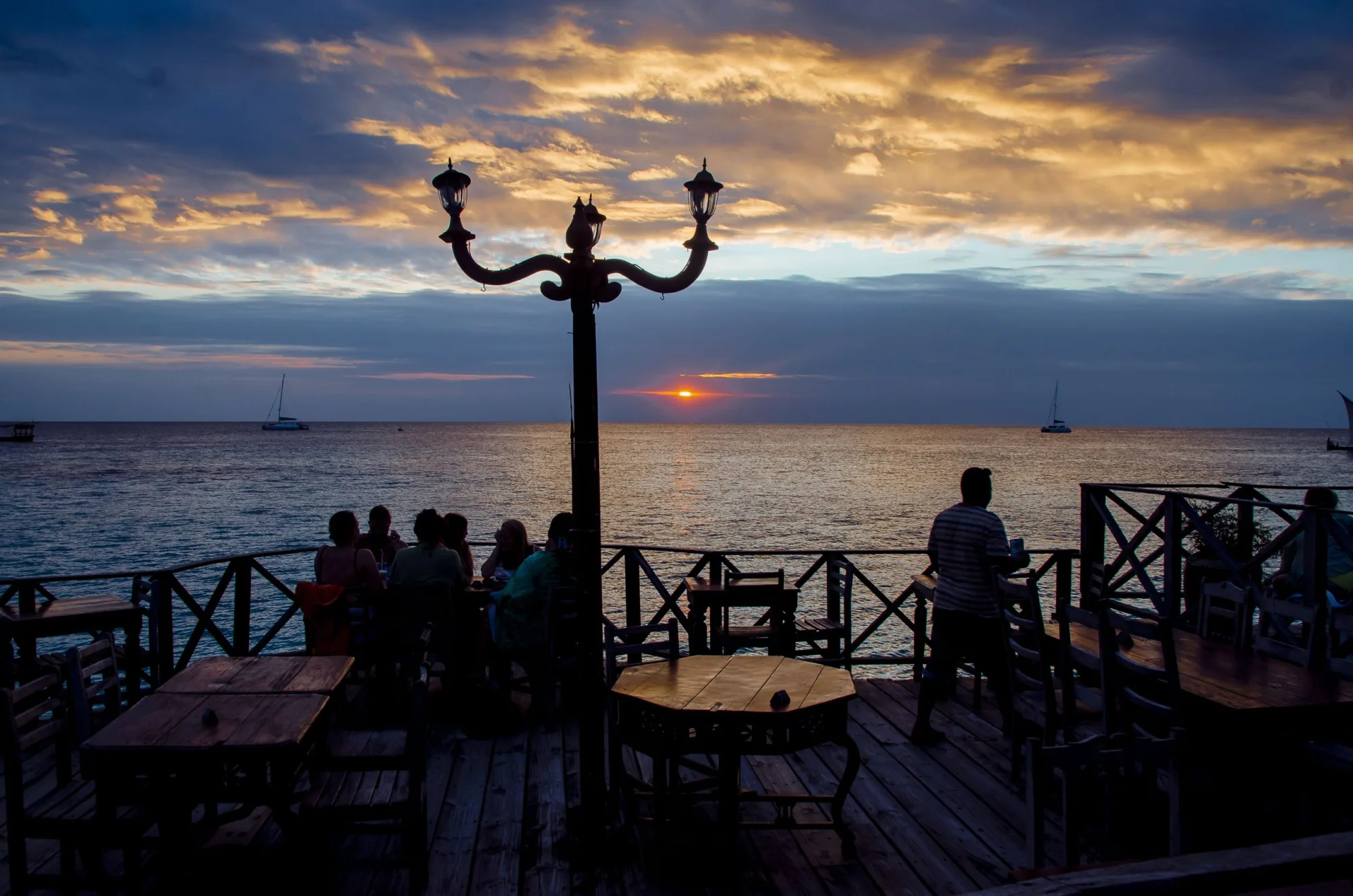 Sunset from the beachfront restaurant terrace