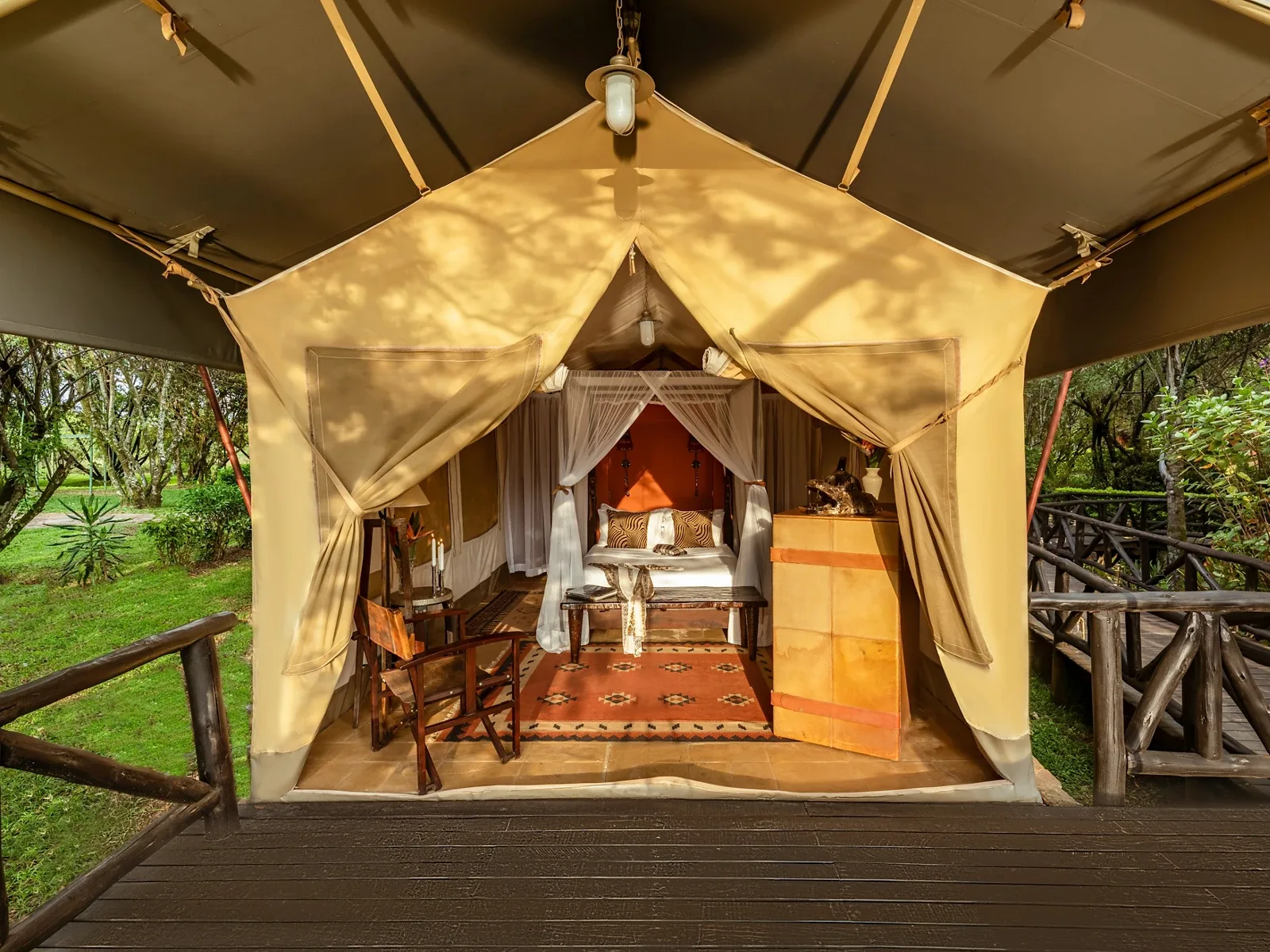 Furnished safari tent with private deck