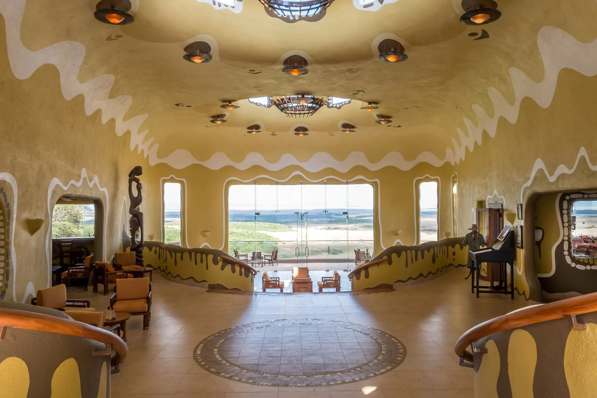 Maasai-inspired lodge lobby