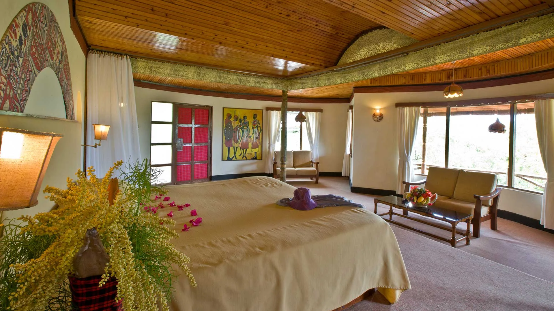 The honeymoon suite offers a spacious bedroom with its own lounge and garden views.