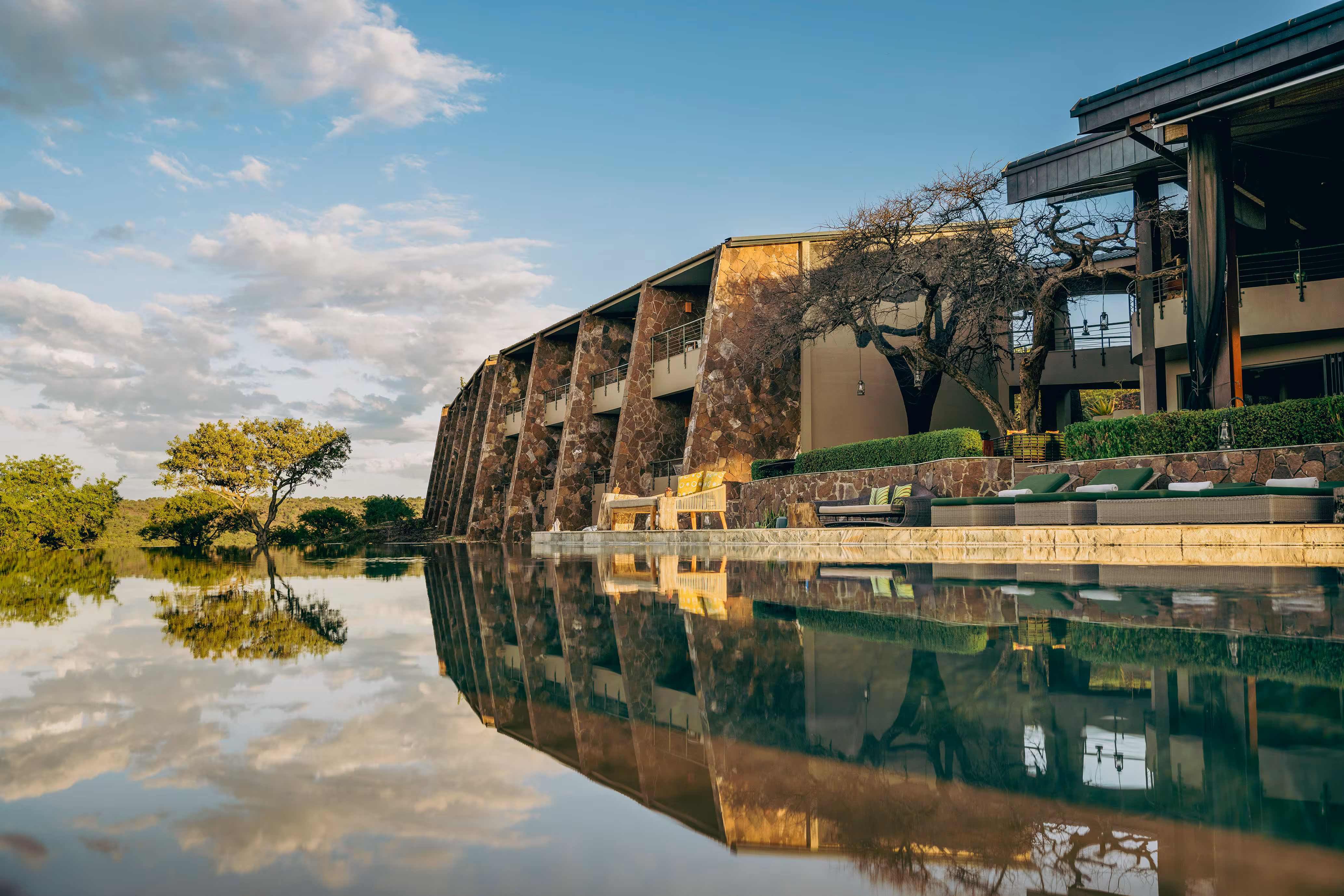 Lodge exterior beside the infinity pool