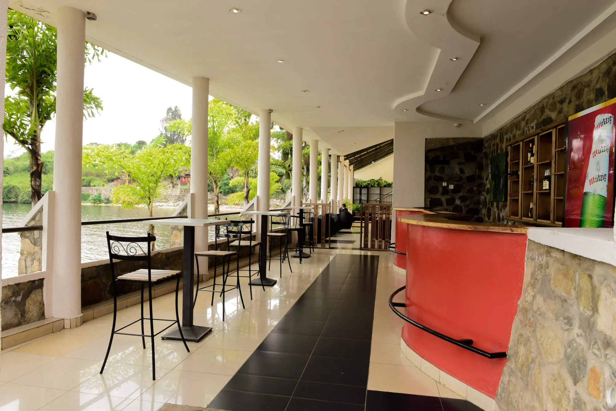 Lakefront bar terrace