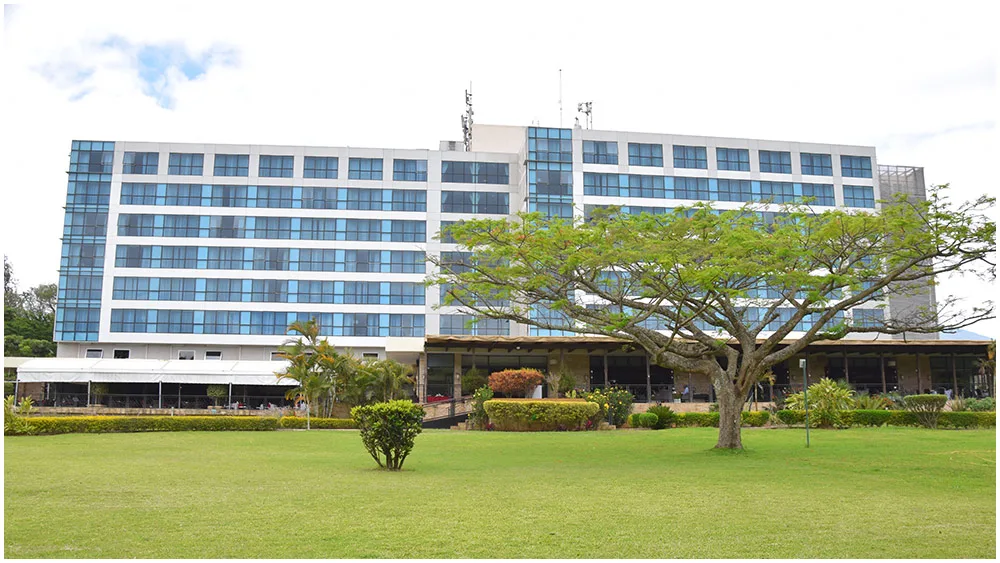 The 178-room hotel sits on manicured grounds in central Arusha, Tanzania.
