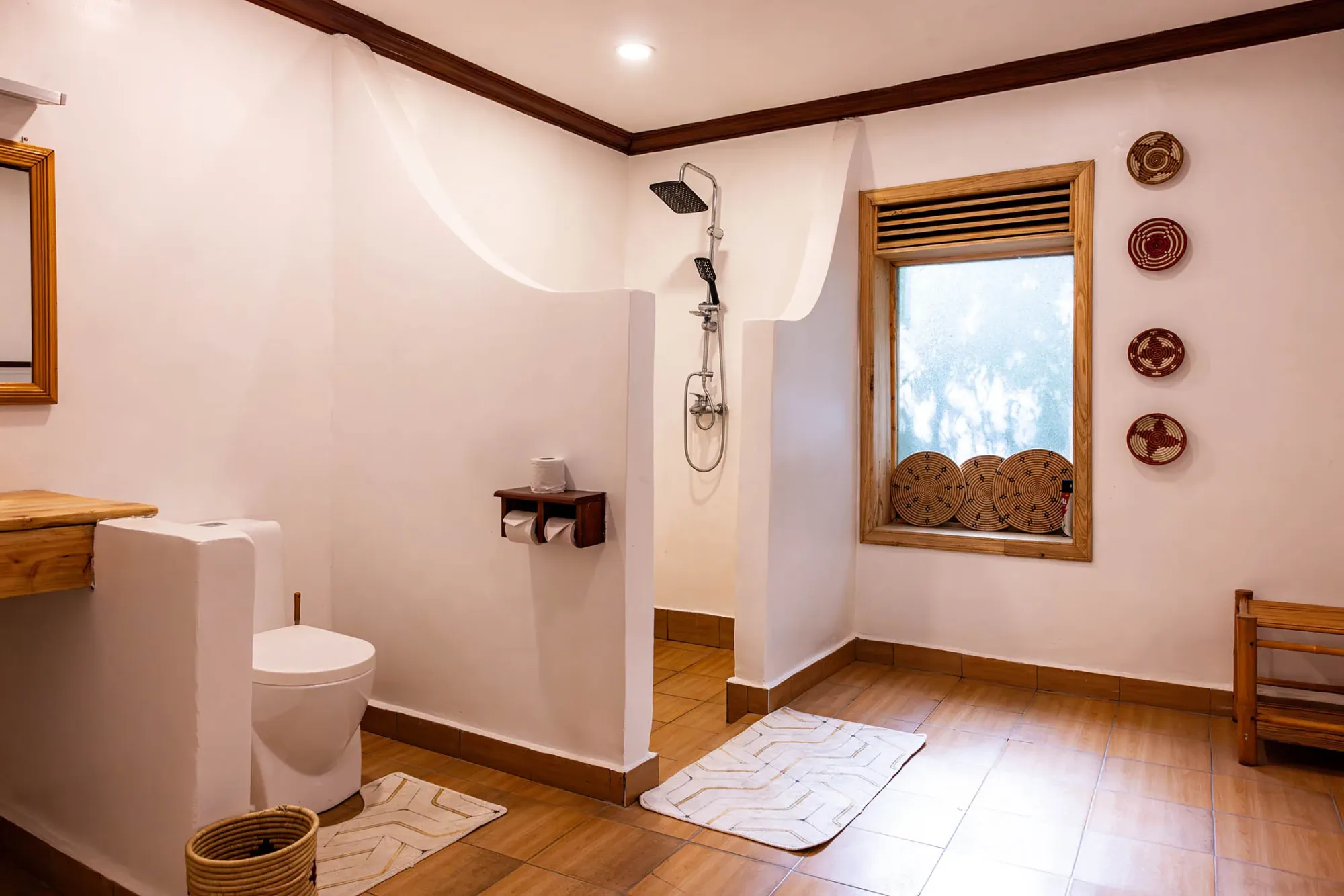 Every cottage comes with a private en-suite bathroom and walk-in shower.