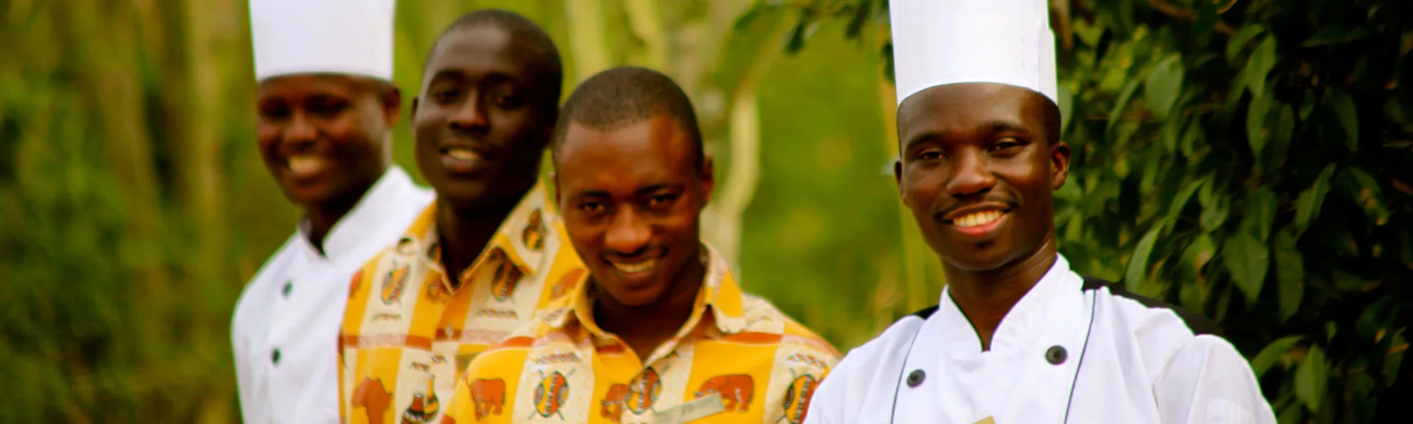 The lodge's kitchen and dining team, serving local and international dishes daily.
