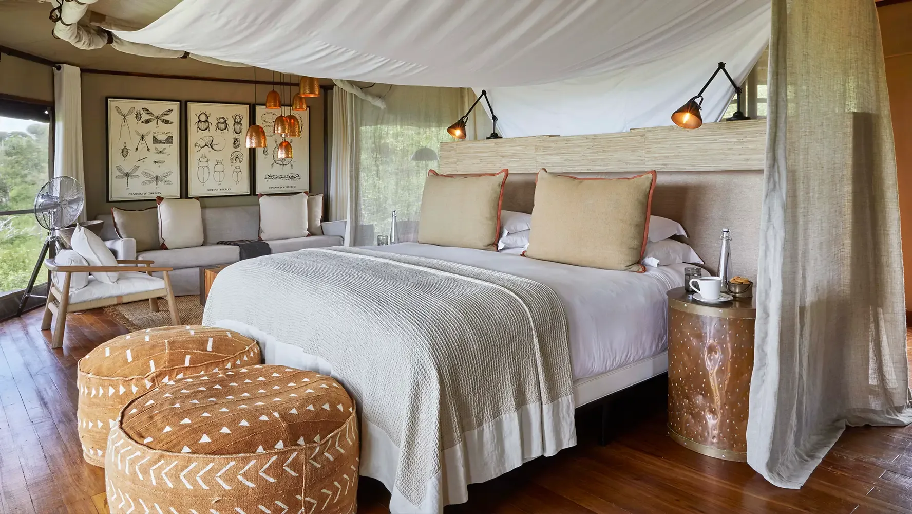 Tented suite interior