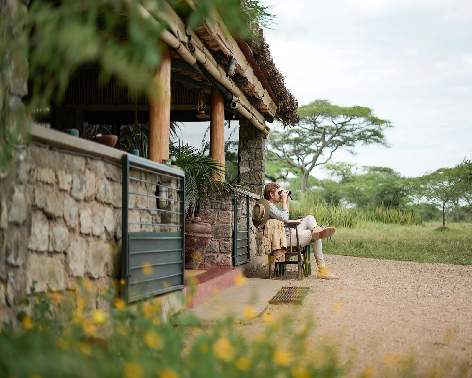 Open-sided lodge wildlife viewing