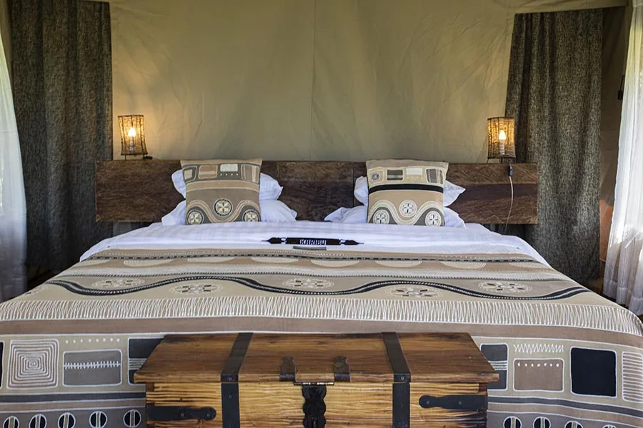 Furnished king-bed tent