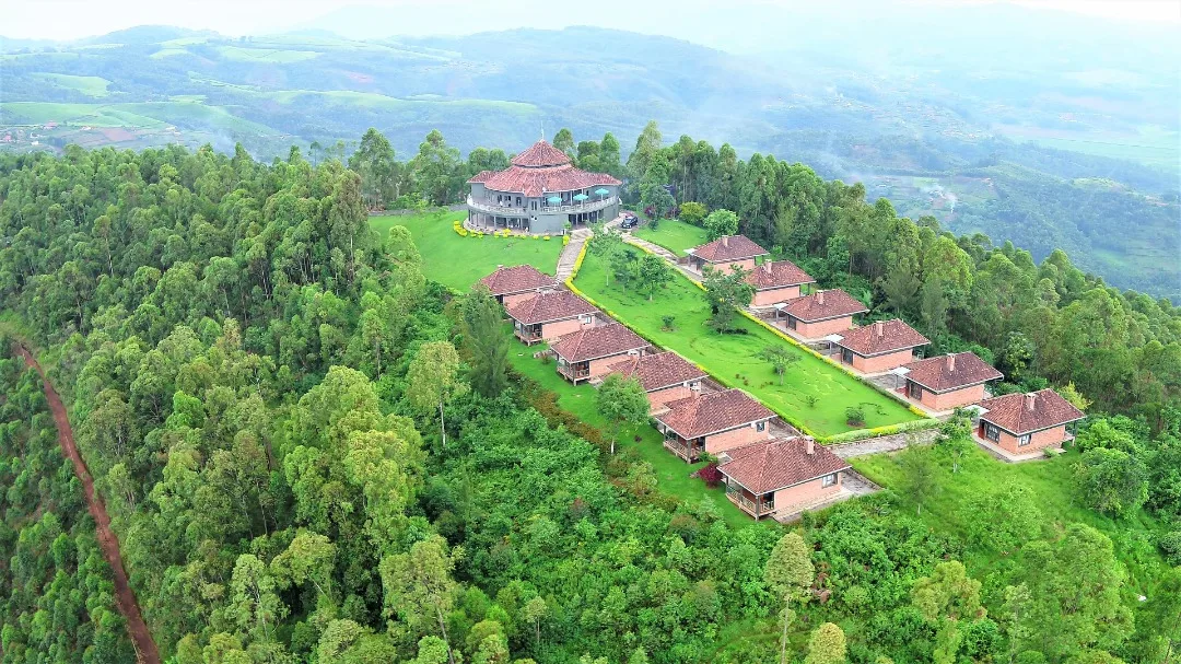 Hillside cottages and circular main building
