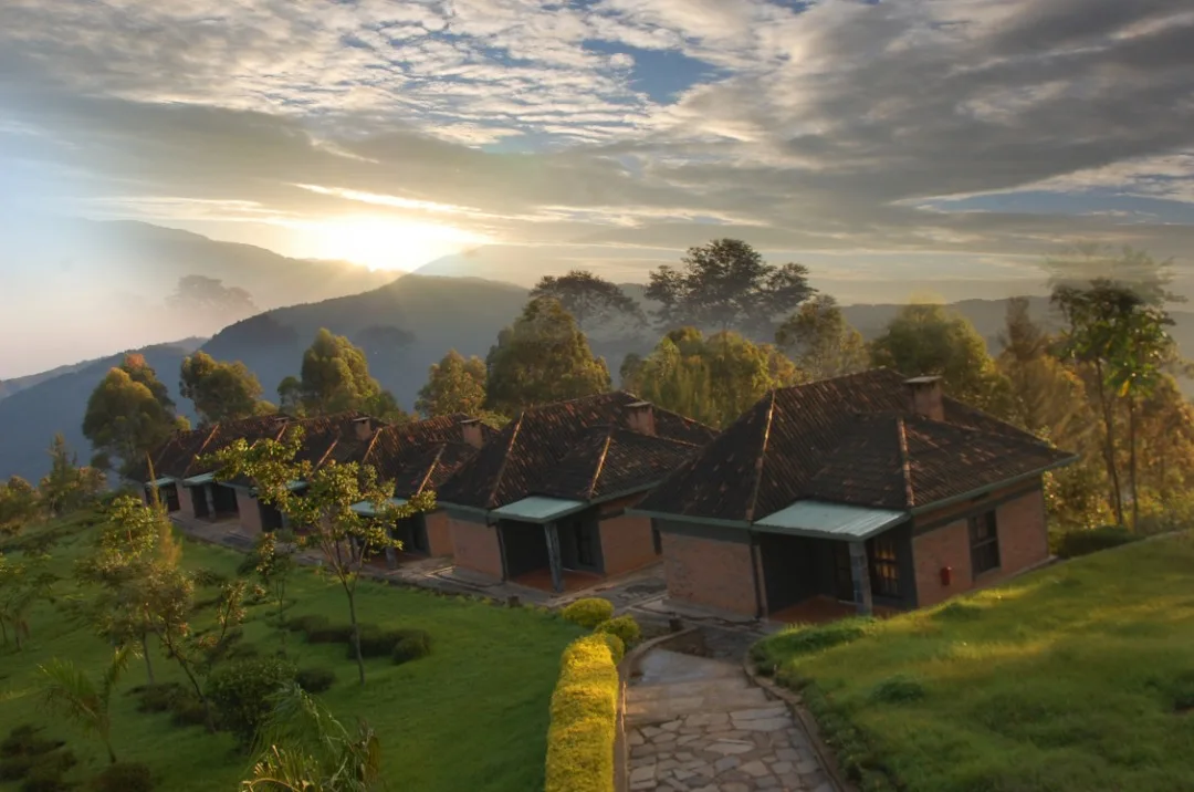 Sunset over the hillside cottages