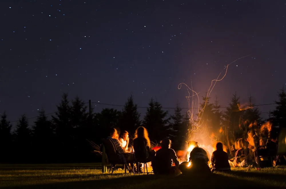 Outdoor campfire evening