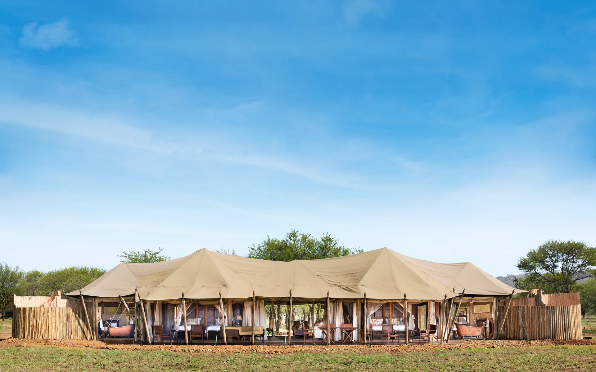 Family tent facing the plains