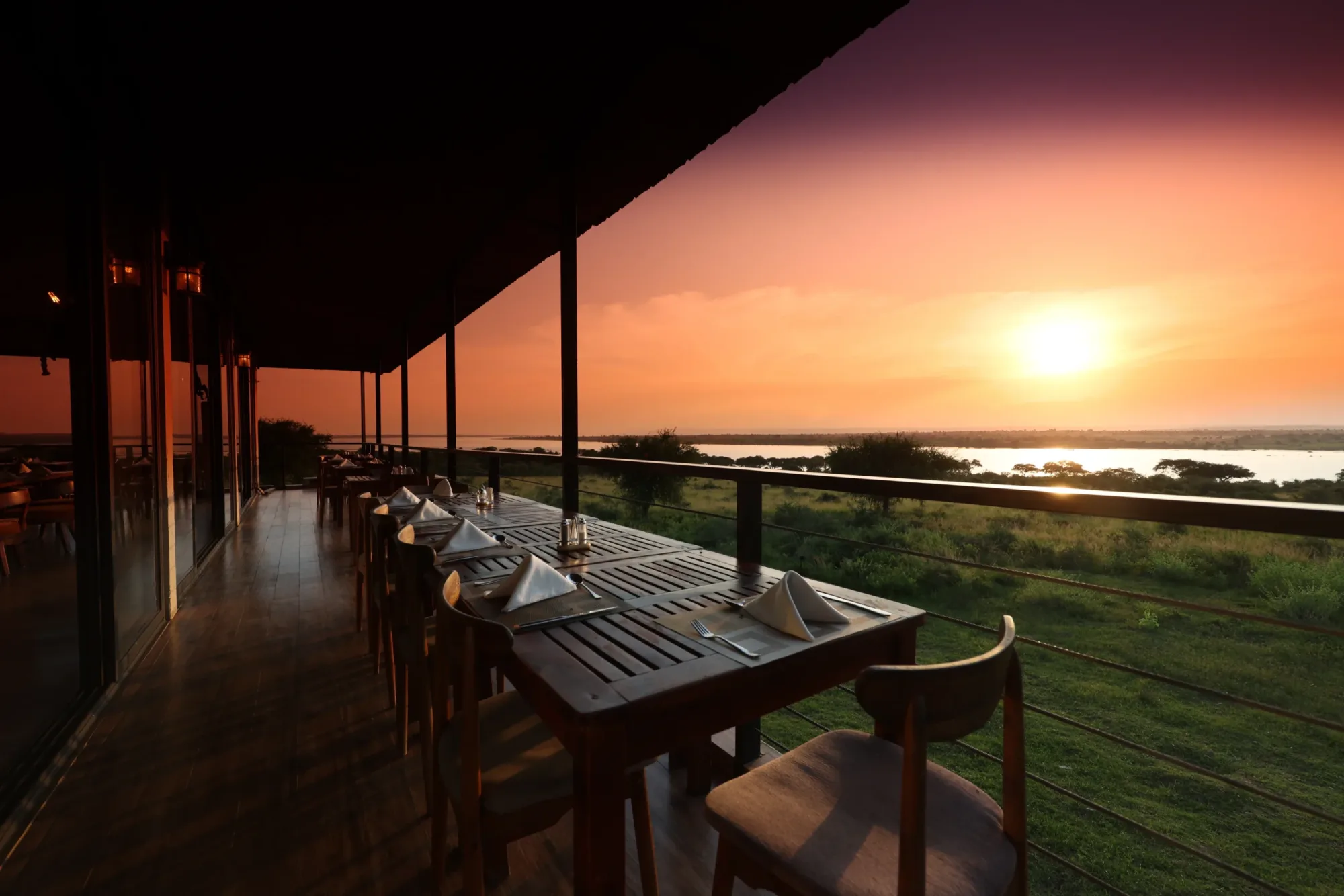 Outdoor sunset dining