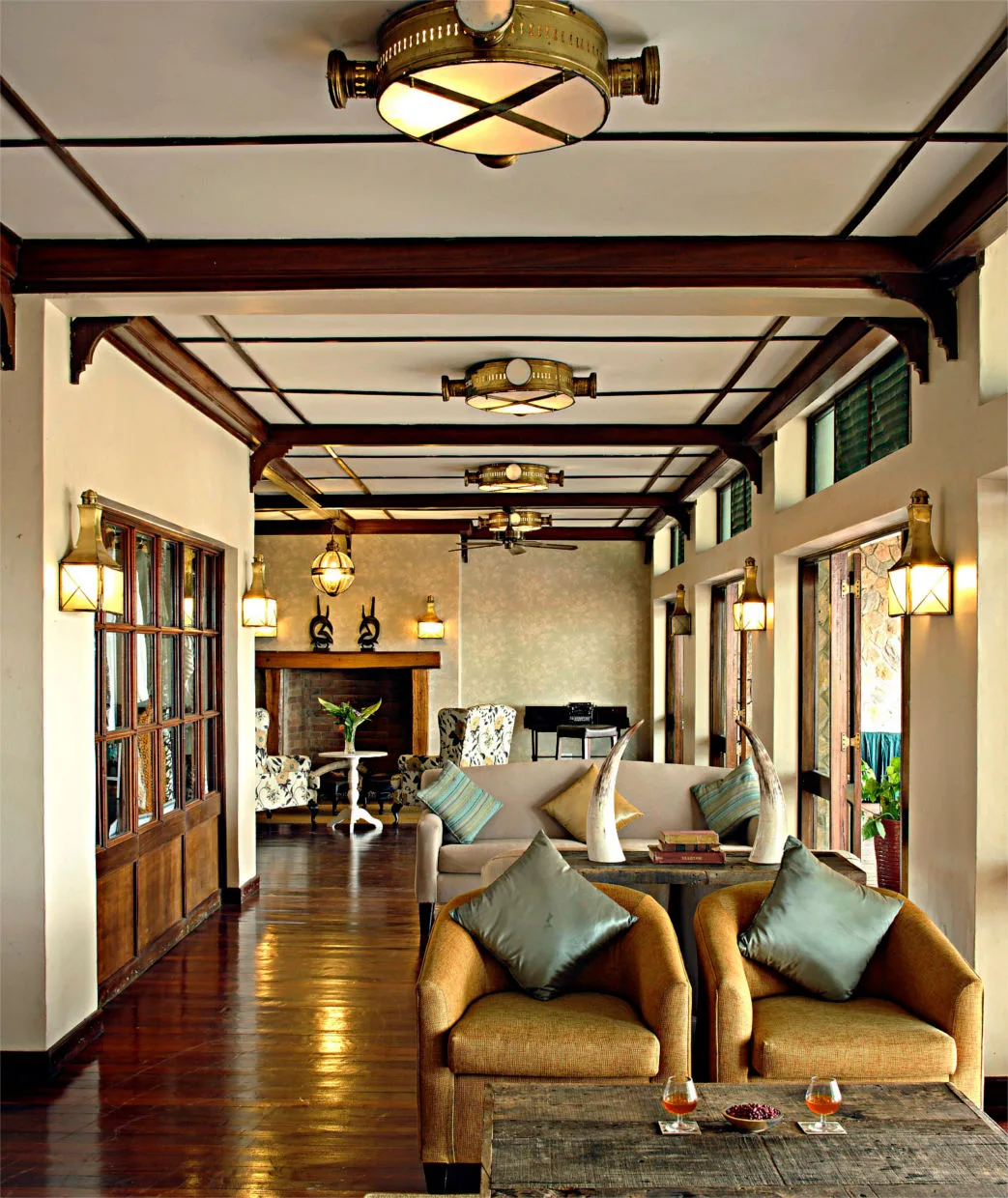 The Falls Lounge retains the vintage, colonial-era character of the 1954 original lodge.