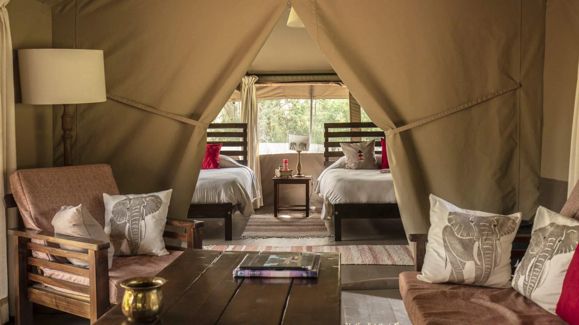 Family tent bedroom and lounge