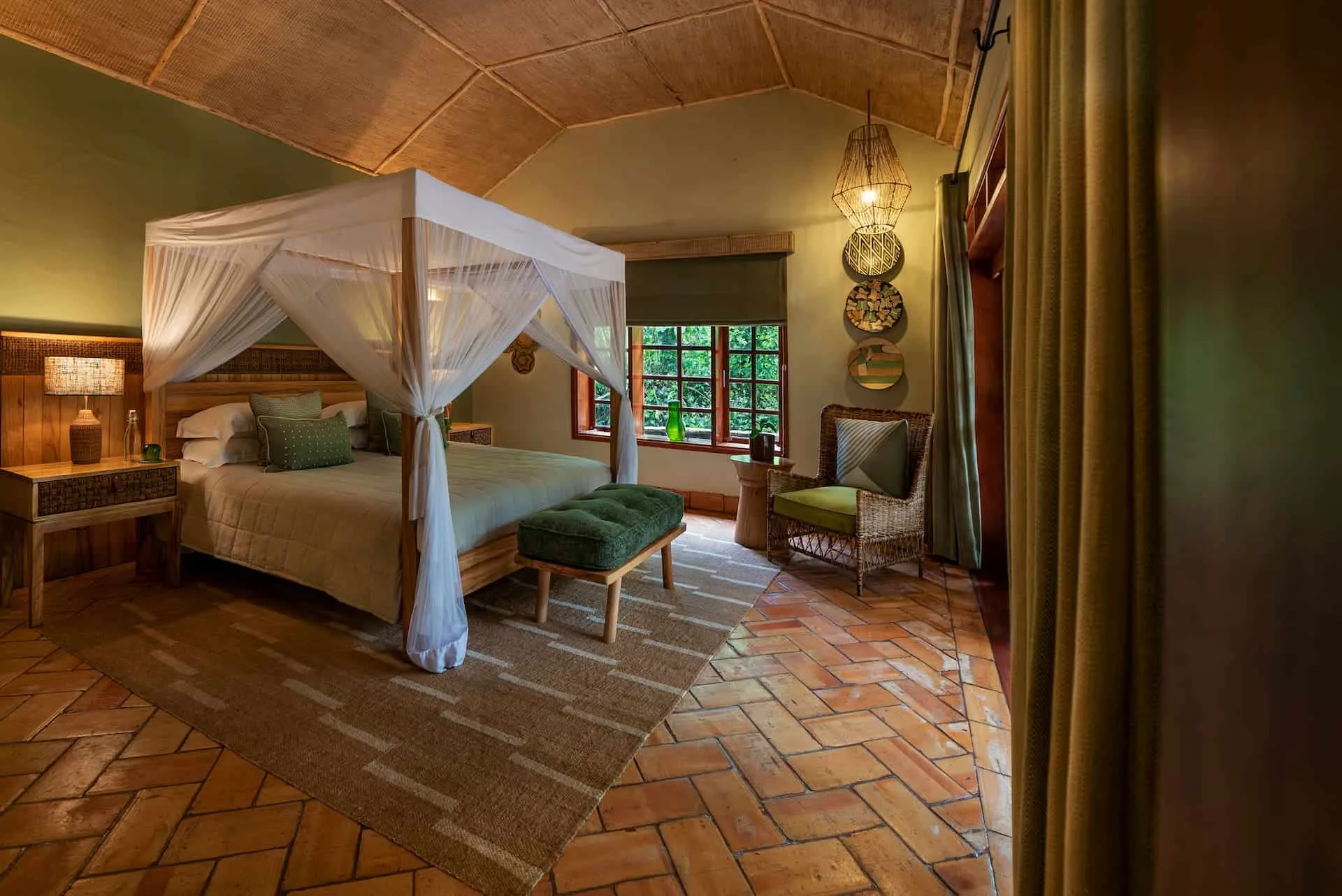 A forest-facing spa room for massages after a day of chimp trekking.