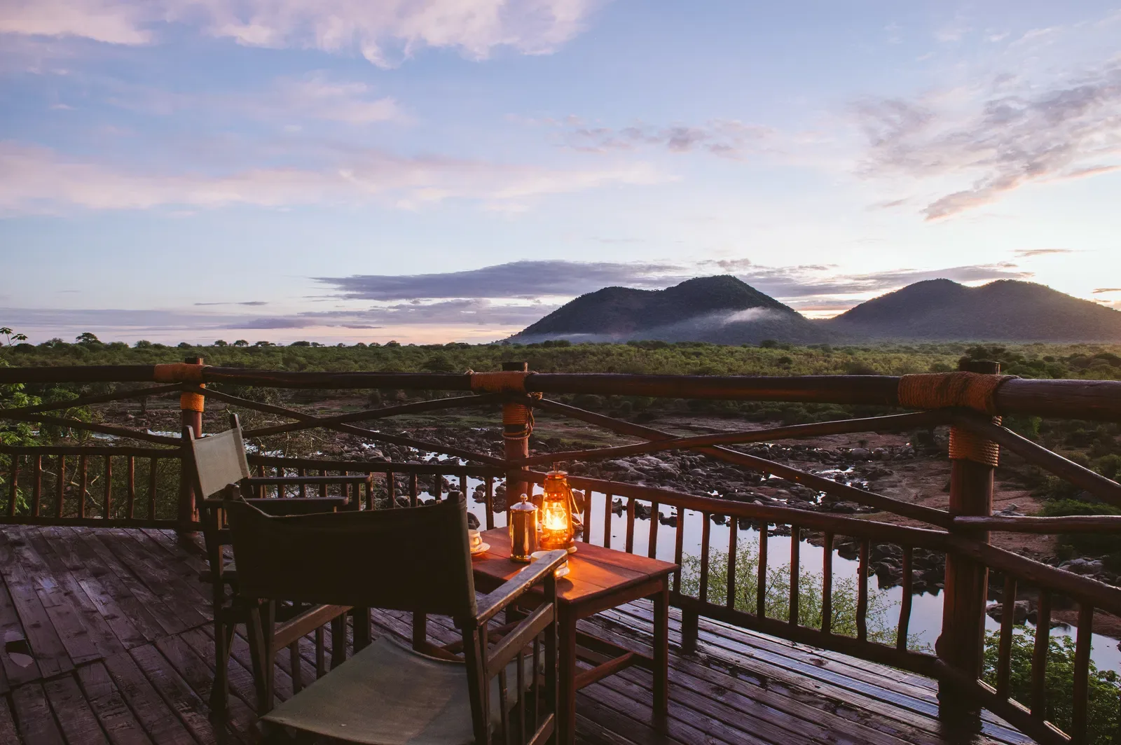 Evening views from an elevated deck