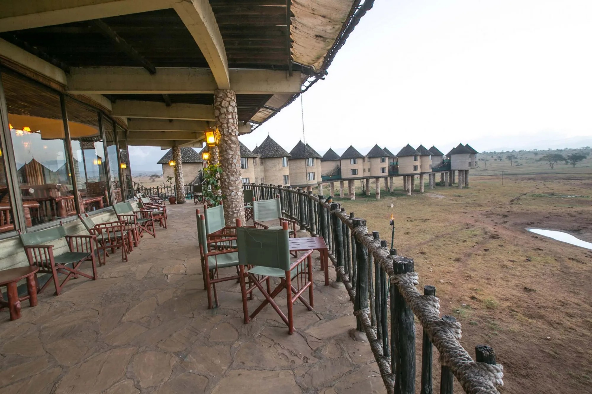Waterhole-view restaurant terrace