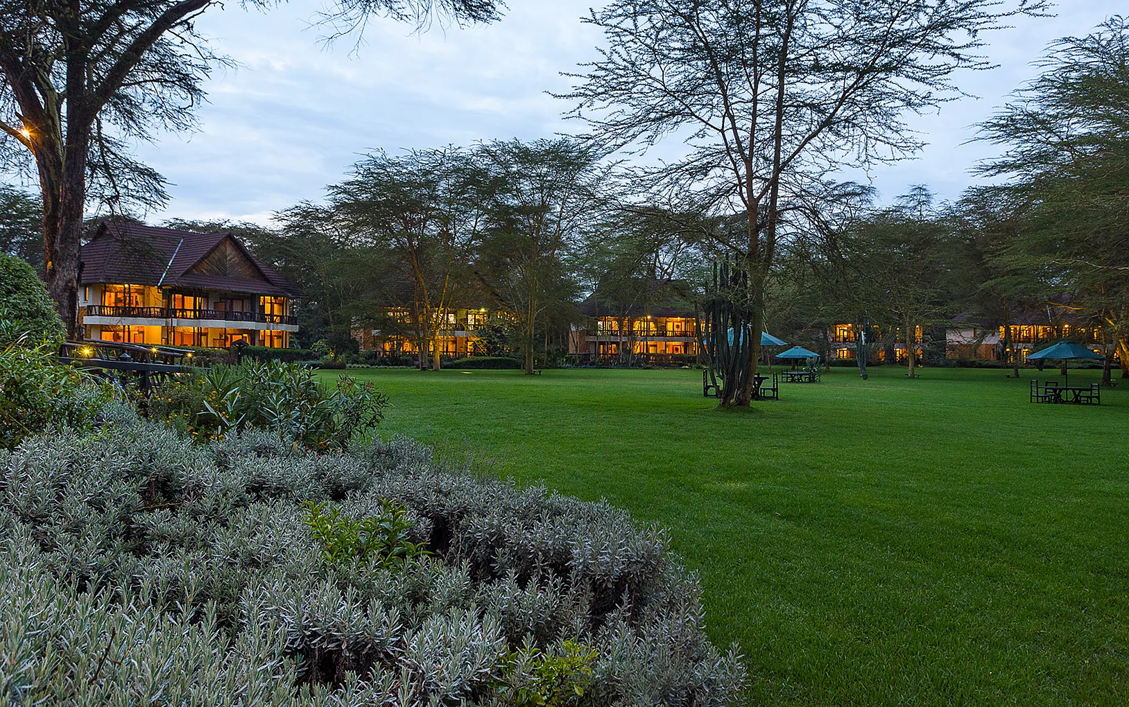 Accommodation and landscaped lawns