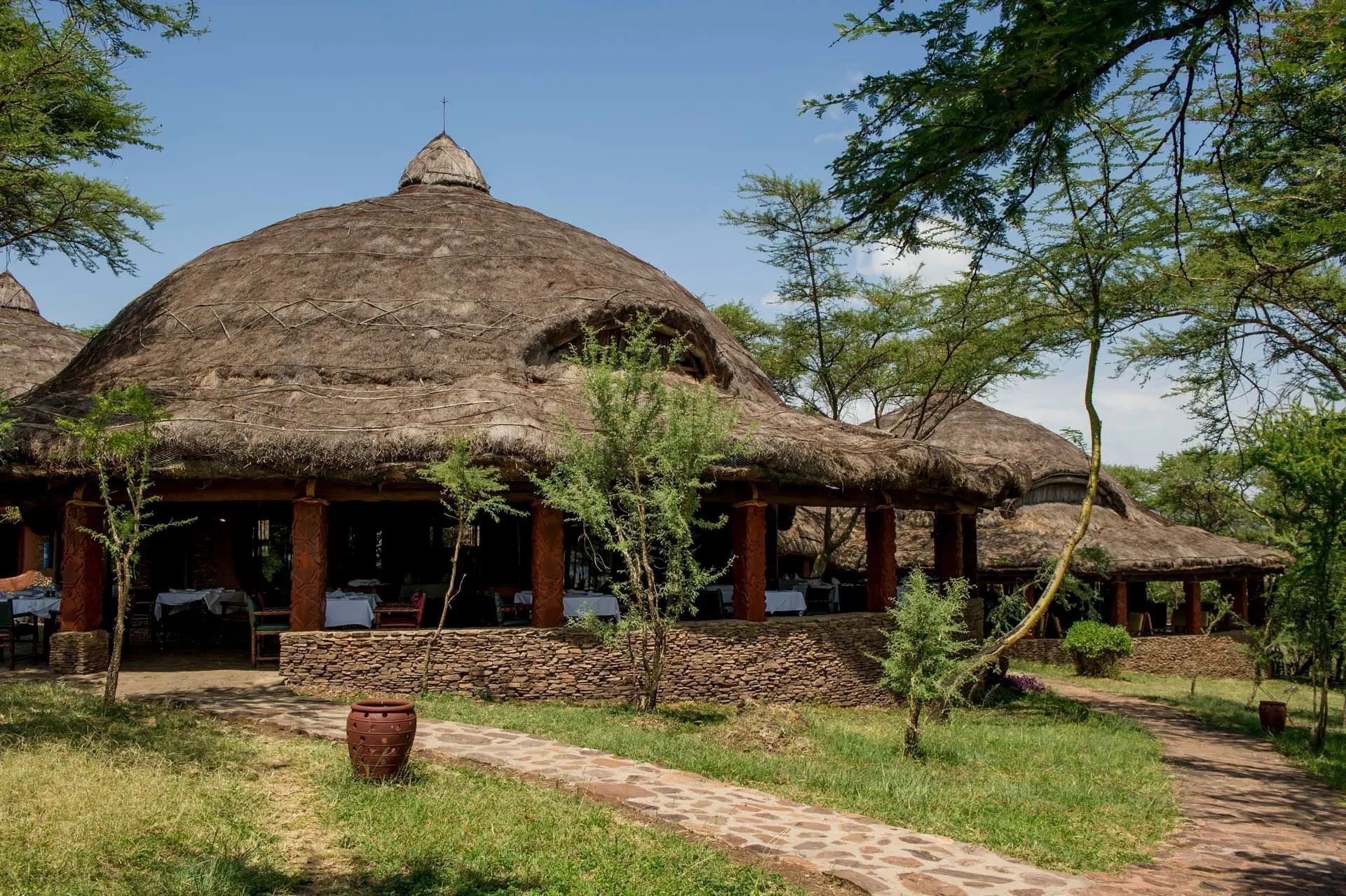 Stone-and-thatch lodge