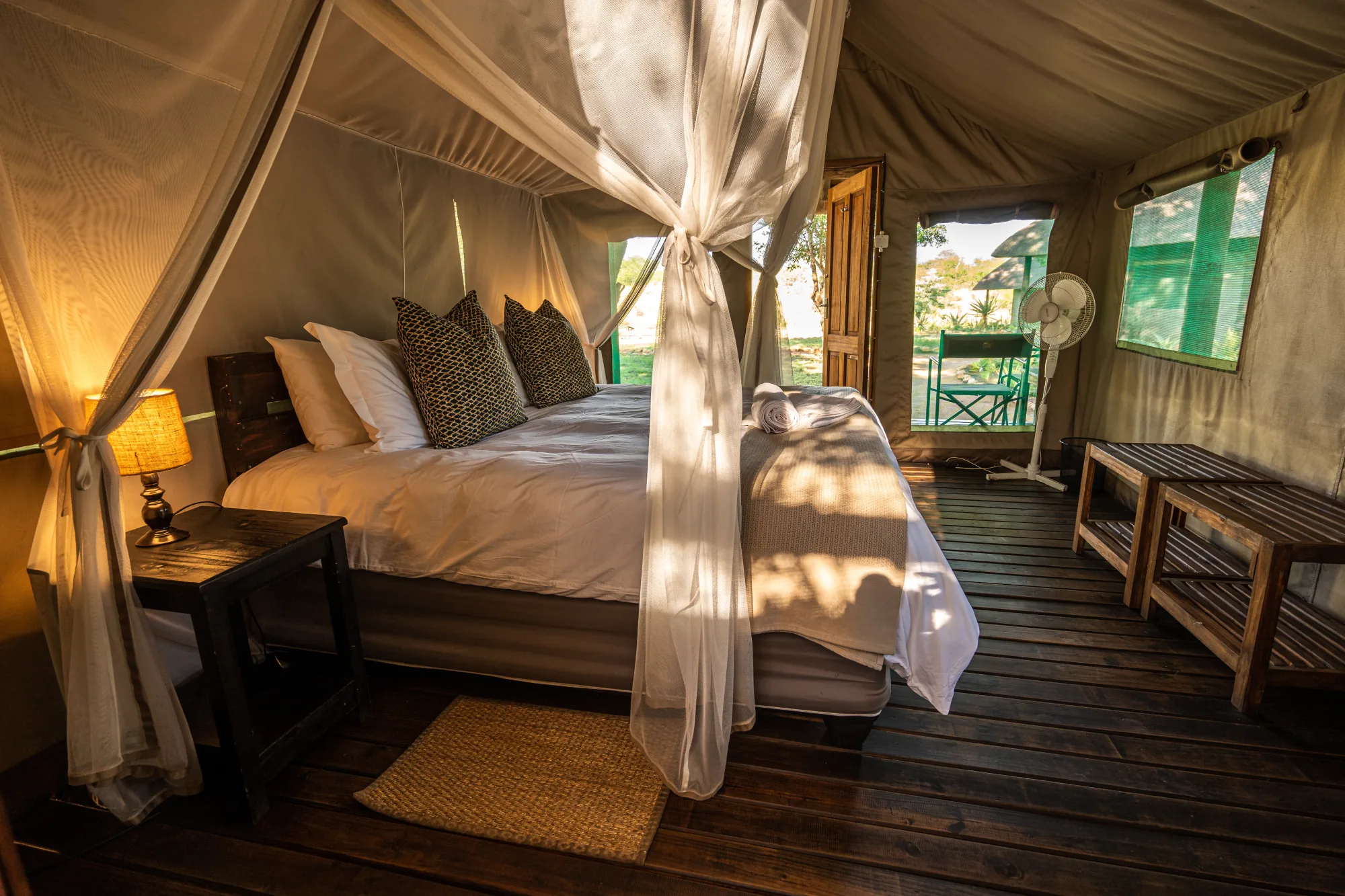 Spacious tented bedroom