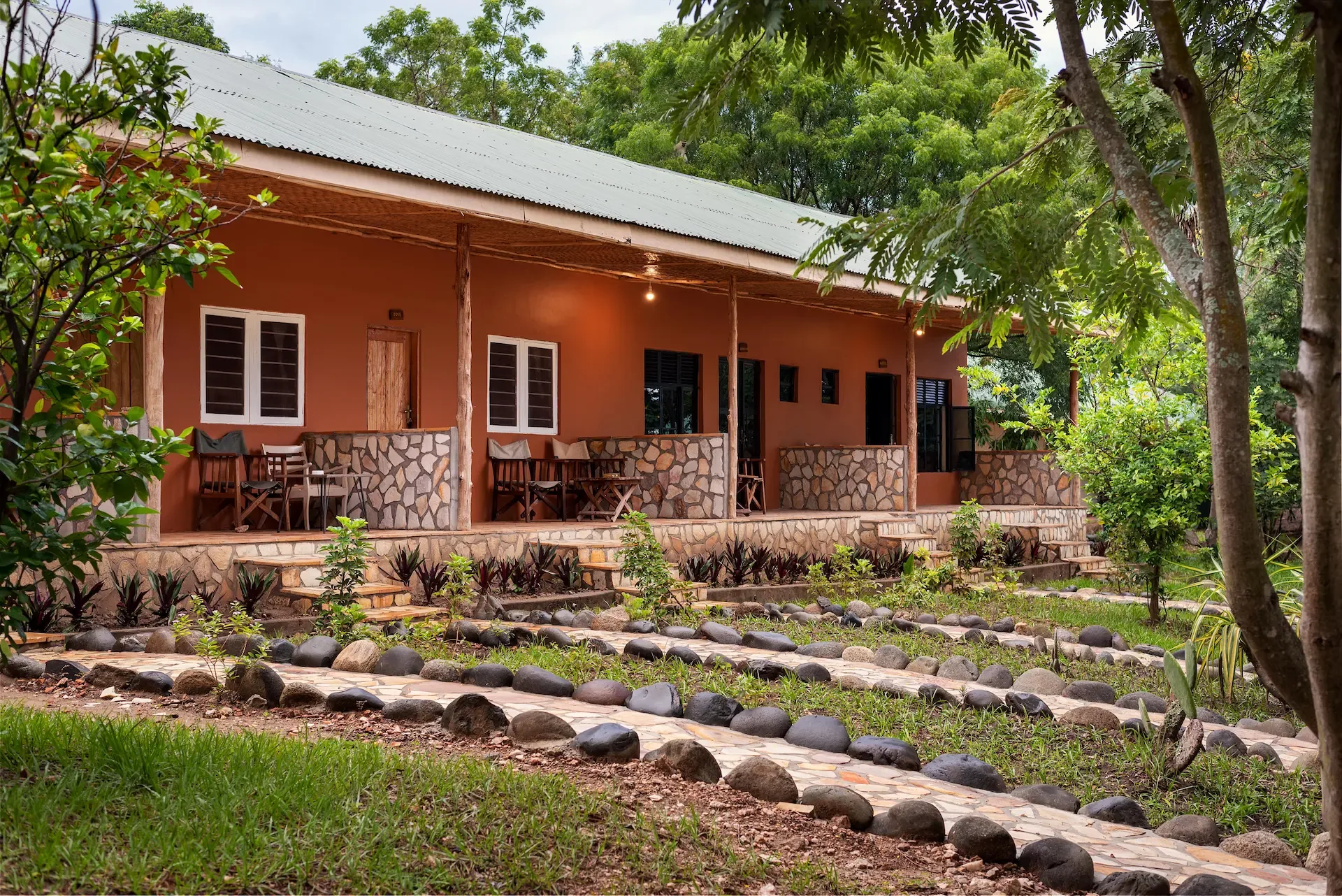 One of the camp's terracotta guest cottages