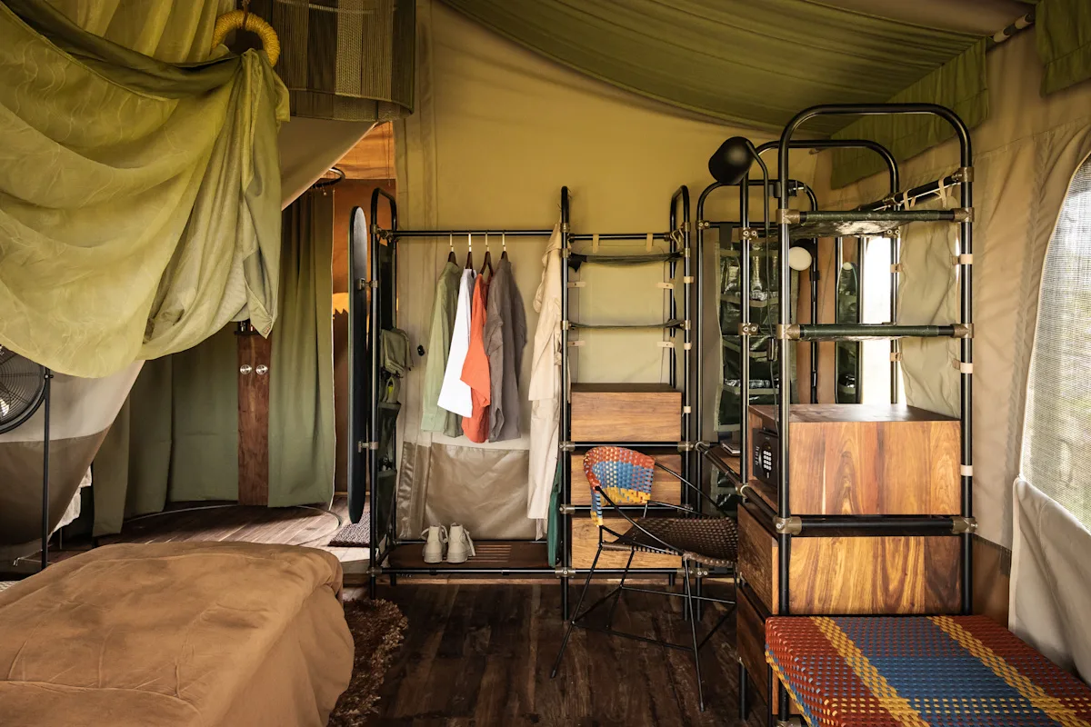 Relaxed, colour-accented interiors inspired by Maasai geometric design.