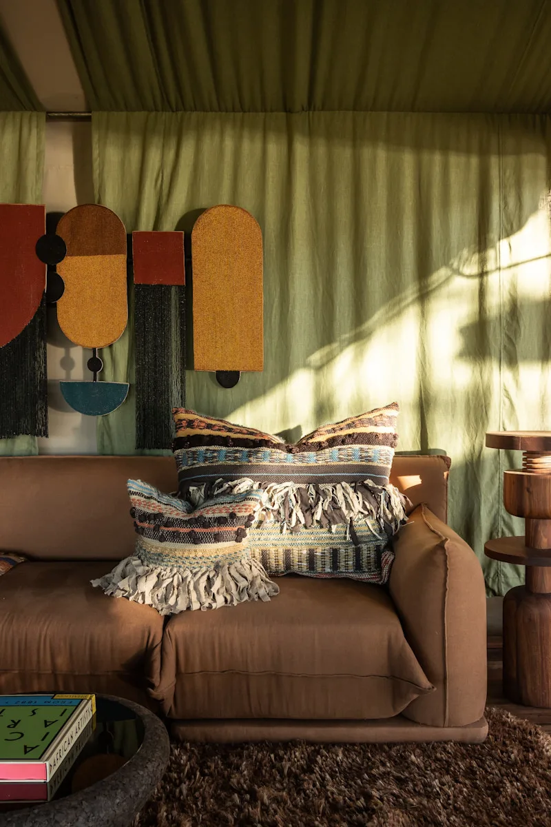 The main lounge, home to the camp's signature self-service bar-deli.