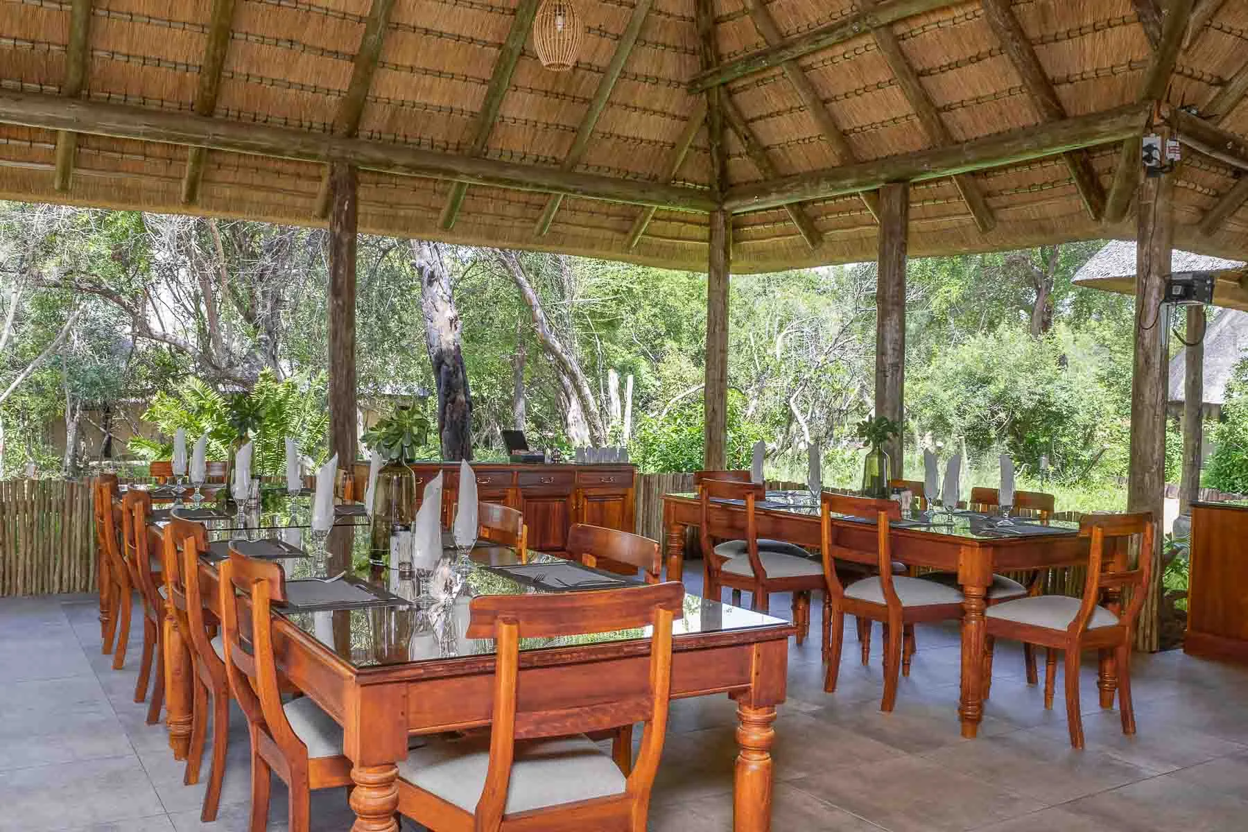 Thatched dining area