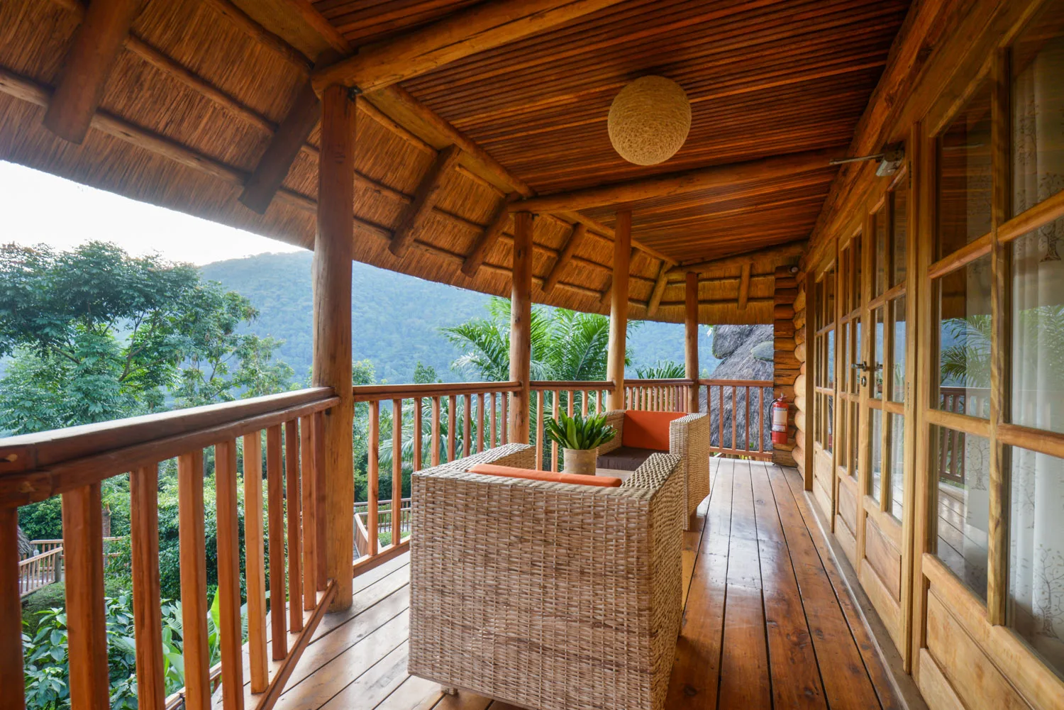 Forest-view chalet veranda