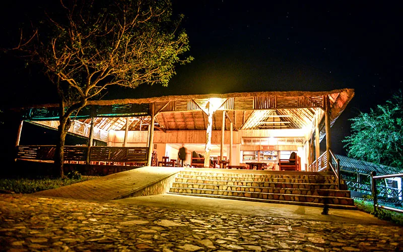 Main lodge after dark