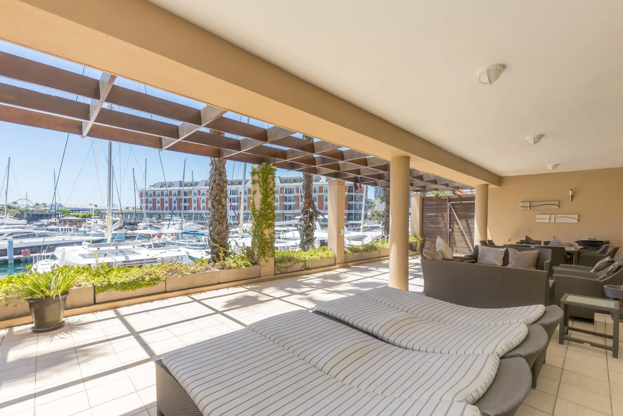 Marina-facing apartment terrace
